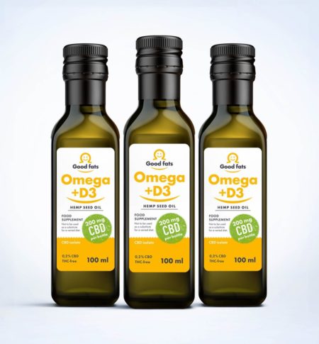 Premium Omega +D3 hemp seed oil with 600 mg CBD, 3x100ml