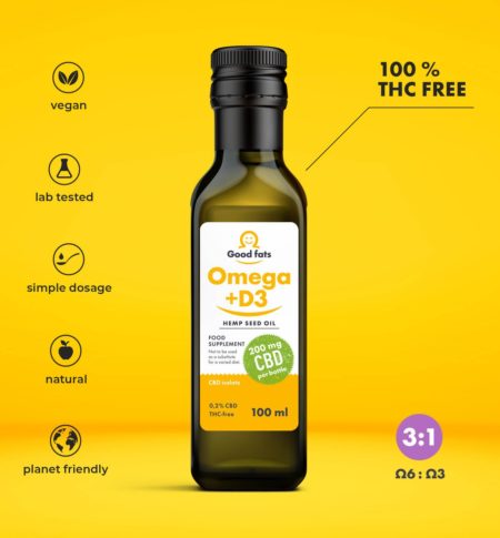 Premium Omega +D3 hemp seed oil with 600 mg CBD, 3x100ml - Image 5